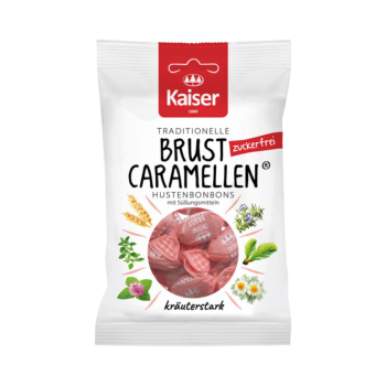 Kaiser Brust Caramellen zuckerfrei, Hustenbonbons, 75g